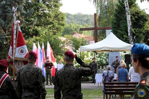 Uroczystość na Woli Justowskiej w Krakowie w 75. rocznicę niemieckiej pacyfikacji