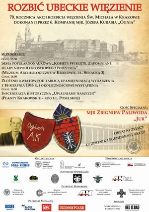 70. rocznica akcji rozbicia więzienia św. Michała w Krakowie – plakat