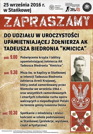 Uroczystości upamiętniające żołnierza AK Tadeusza Biedronia &quot;Kmicica&quot;