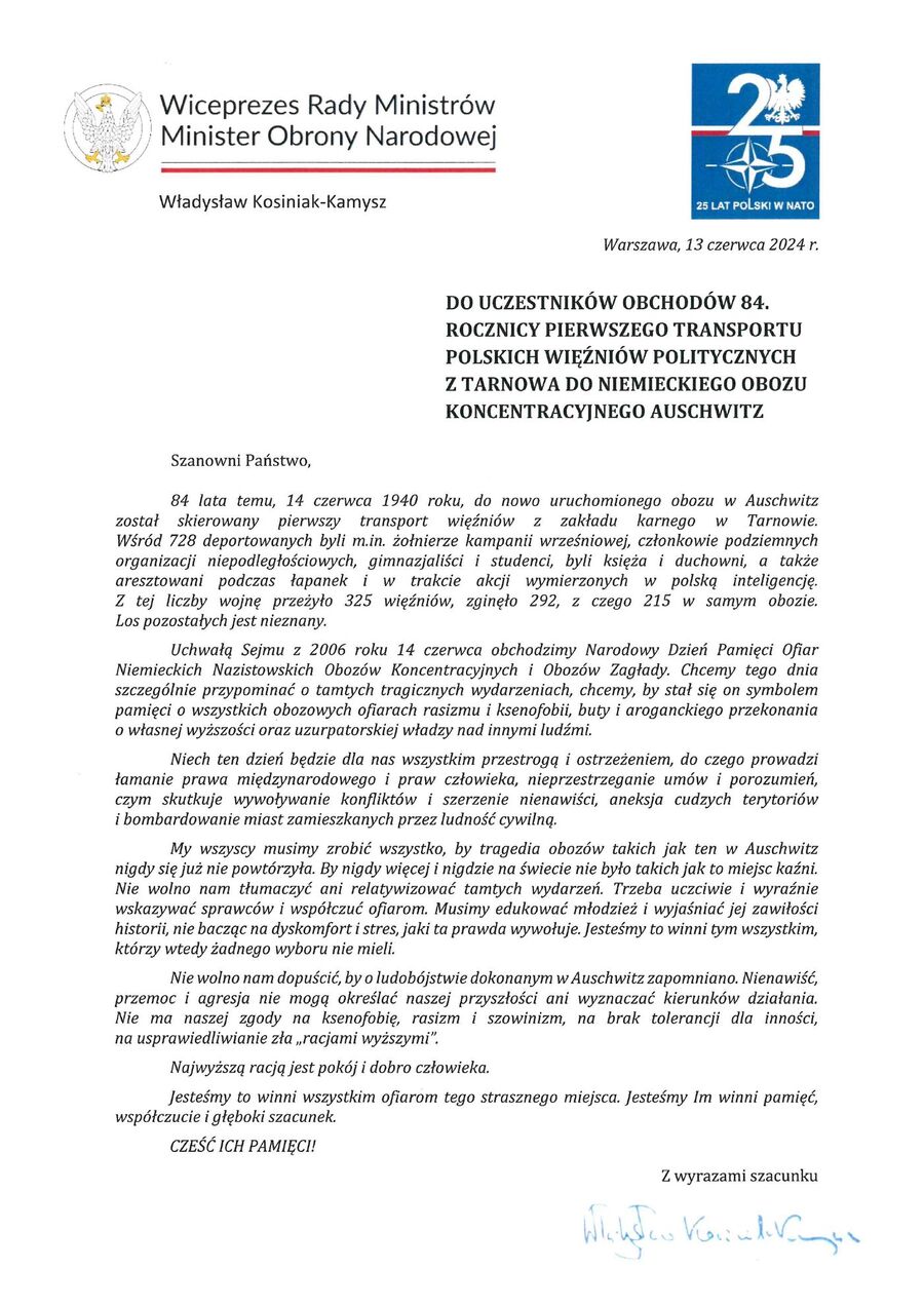 List wicepremiera Władysława Kosiniaka-Kamysza