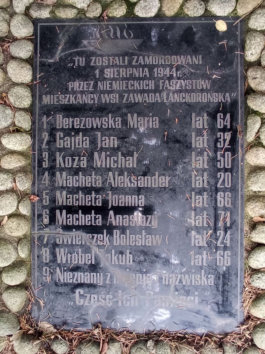 80. rocznica pacyfikacji Zawady Lanckorońskiej