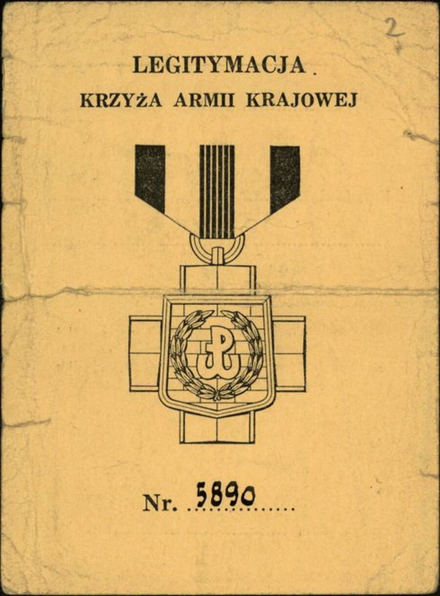 Legitymacja Krzyża AK (Londyn, 1969). Dok. ze zbiorów IPN
