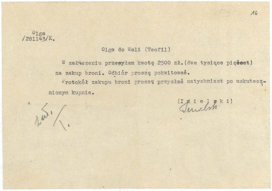 Jeden z dokumentów sztabowych 116 Pułku Piechoty AK Ziemi Olkuskiej kryptonim „Winiarnia”, przekazanych do IPN w Krakowie przez Michała i Krzysztofa Ostrowskich