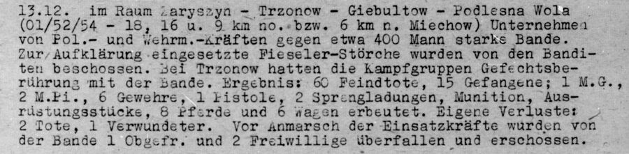 Fragmenty raportów niemieckich na temat efektów „walk z bandytami” w okolicach Trzonowa
