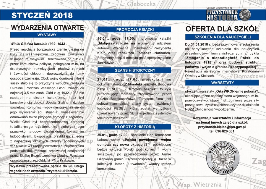 Styczniowy program Centrum Edukacyjnego IPN „Przystanek Historia” w Kielcach