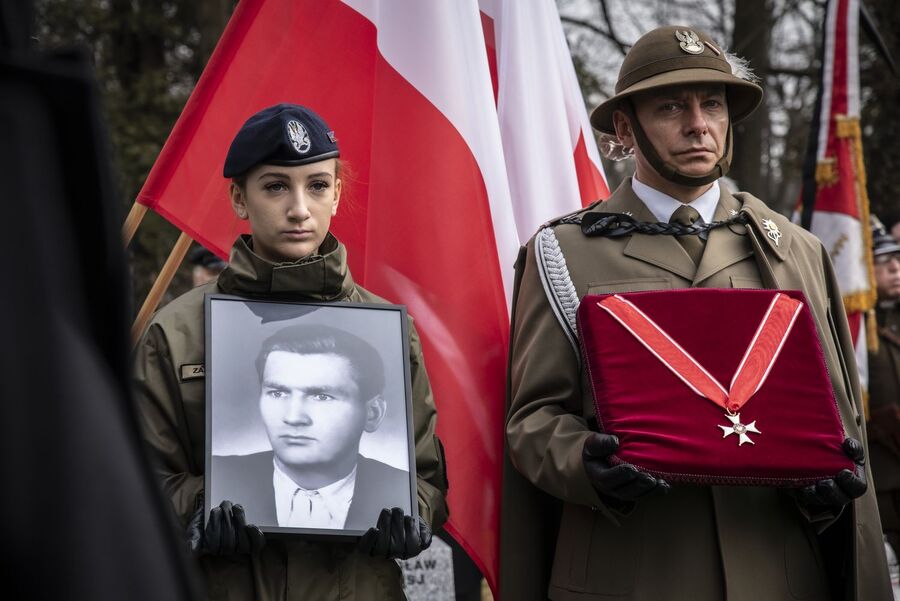 Uroczystości pogrzebowe trzech Żołnierzy Wyklętych w Krakowie. Fot. Agnieszka Masłowska (IPN)