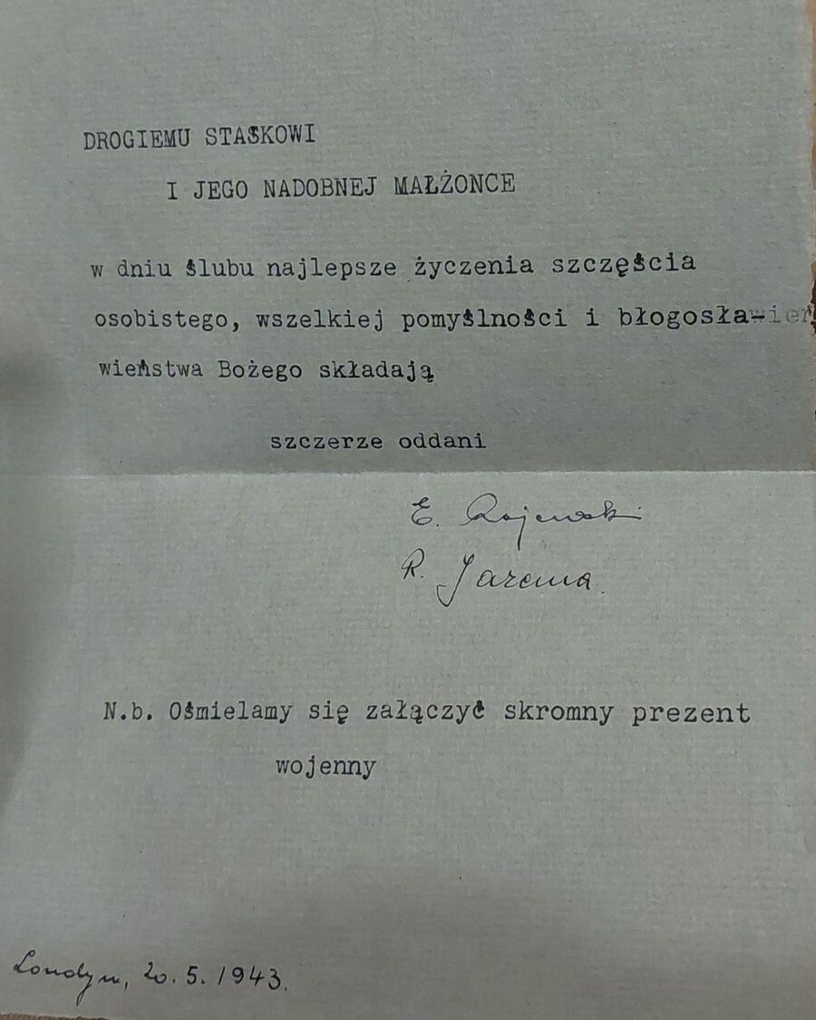 Życzenia dla młodej pary od przyjaciół z 309 Dywizjonu