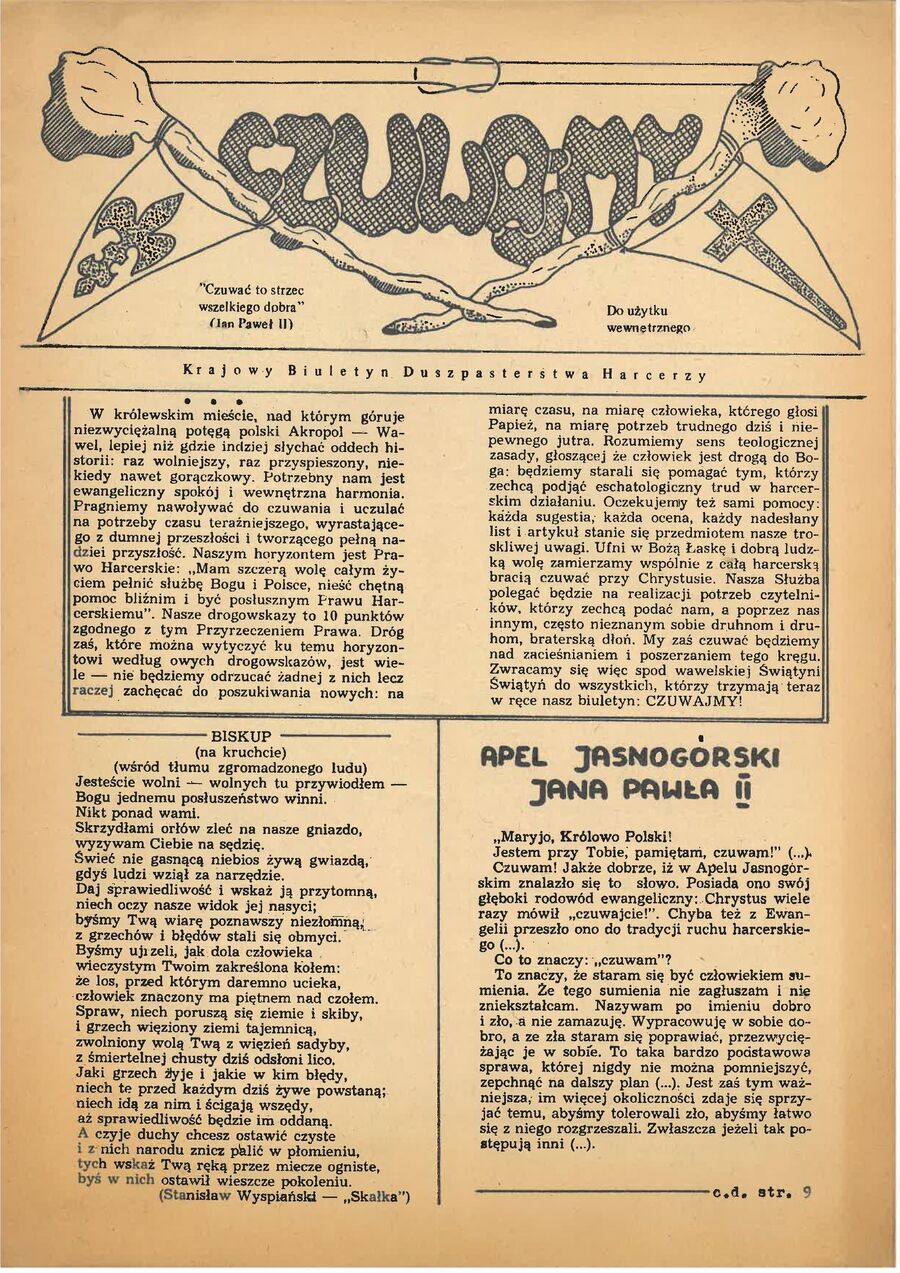 „Czuwajmy”. Strona tytułowa pierwszego numeru. Ze zbiorów M. Kapusty