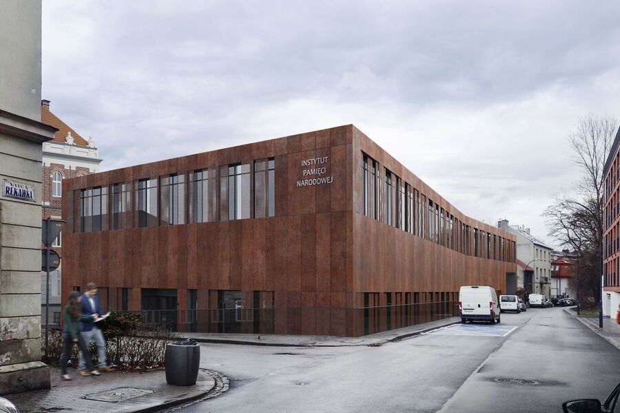 Nowy budynek IPN u zbiegu ulic Czarnieckiego i Rękawka w Krakowie (wizualizacja)