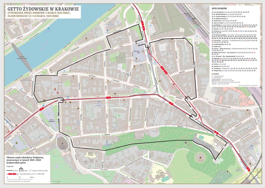 Getto w okresie marzec 1941 – czerwiec 1942. Oprac: Jerzy Sokołowski, Michał Zajda, „Getto żydowskie w Krakowie, utworzone przez Niemców 3 marca 1941, zlikwidowane 14 marca 1943 r.”, Kraków 2023