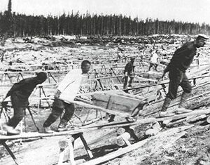 Łagiernicy przy budowie Kanału Białomorsko-Bałtyckiego, lata 1930–1933