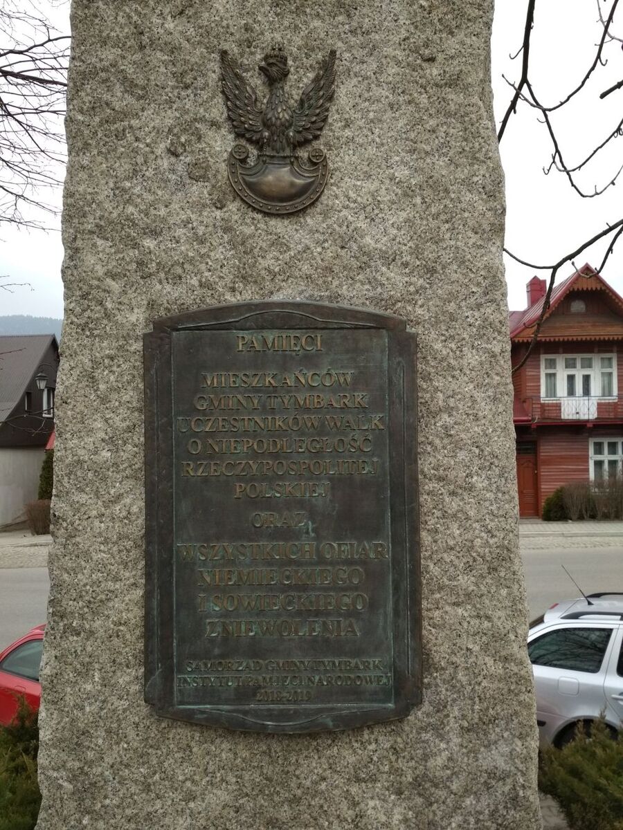 1 marca 2019, Tymbark. Odsłonięcie tablicy pamięci uczestników walk o niepodległości