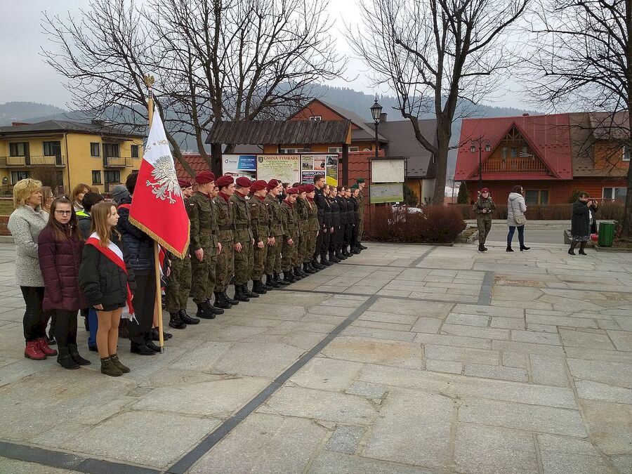 1 marca 2019, Tymbark. Odsłonięcie tablicy pamięci uczestników walk o niepodległości