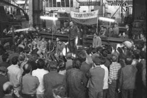 Strajk w Hucie im. Lenina, wiosna 1988 r. Fot. Andrzej Stawiarski