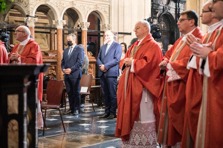 Uroczystość upamiętniająca martyrologię Polaków, więźniów niemieckich obozów koncentracyjnych Ravensbrück, Sachsenhausen i Dachau – Kraków, 30 kwietnia 2020. (fot. Agnieszka Masłowska IPN)