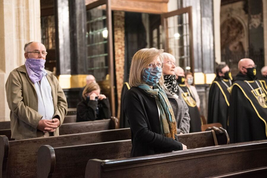 Uroczystość upamiętniająca martyrologię Polaków, więźniów niemieckich obozów koncentracyjnych Ravensbrück, Sachsenhausen i Dachau – Kraków, 30 kwietnia 2020. (fot. Agnieszka Masłowska IPN)