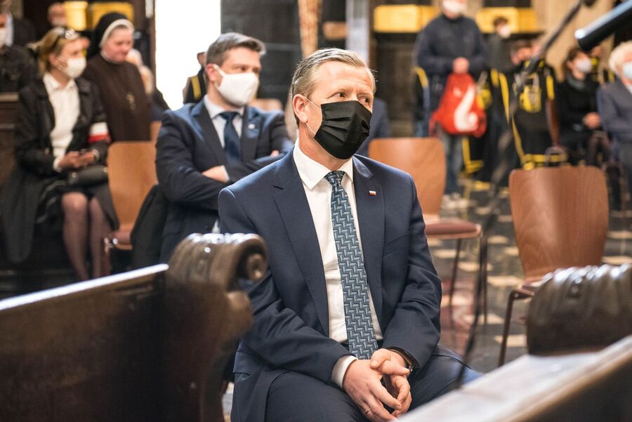 Uroczystość upamiętniająca martyrologię Polaków, więźniów niemieckich obozów koncentracyjnych Ravensbrück, Sachsenhausen i Dachau – Kraków, 30 kwietnia 2020. (fot. Agnieszka Masłowska IPN)