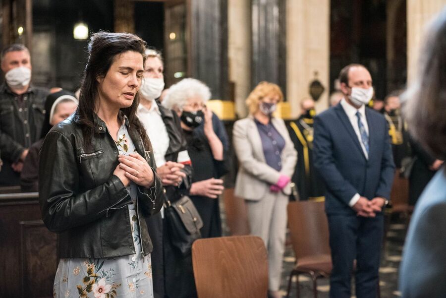 Uroczystość upamiętniająca martyrologię Polaków, więźniów niemieckich obozów koncentracyjnych Ravensbrück, Sachsenhausen i Dachau – Kraków, 30 kwietnia 2020. (fot. Agnieszka Masłowska IPN)