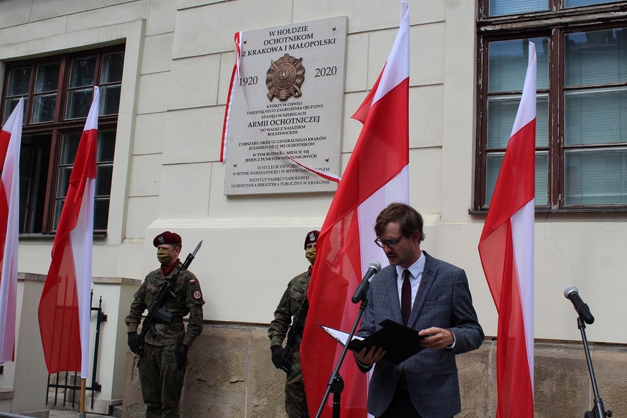 Odsłonięcie tablicy pamięci żołnierzy Armii Ochotniczej gen. Józefa Hallera w Krakowie - fot. Żaneta Wierzgacz