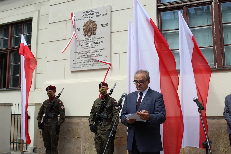 Odsłonięcie tablicy pamięci żołnierzy Armii Ochotniczej gen. Józefa Hallera w Krakowie - fot. Żaneta Wierzgacz