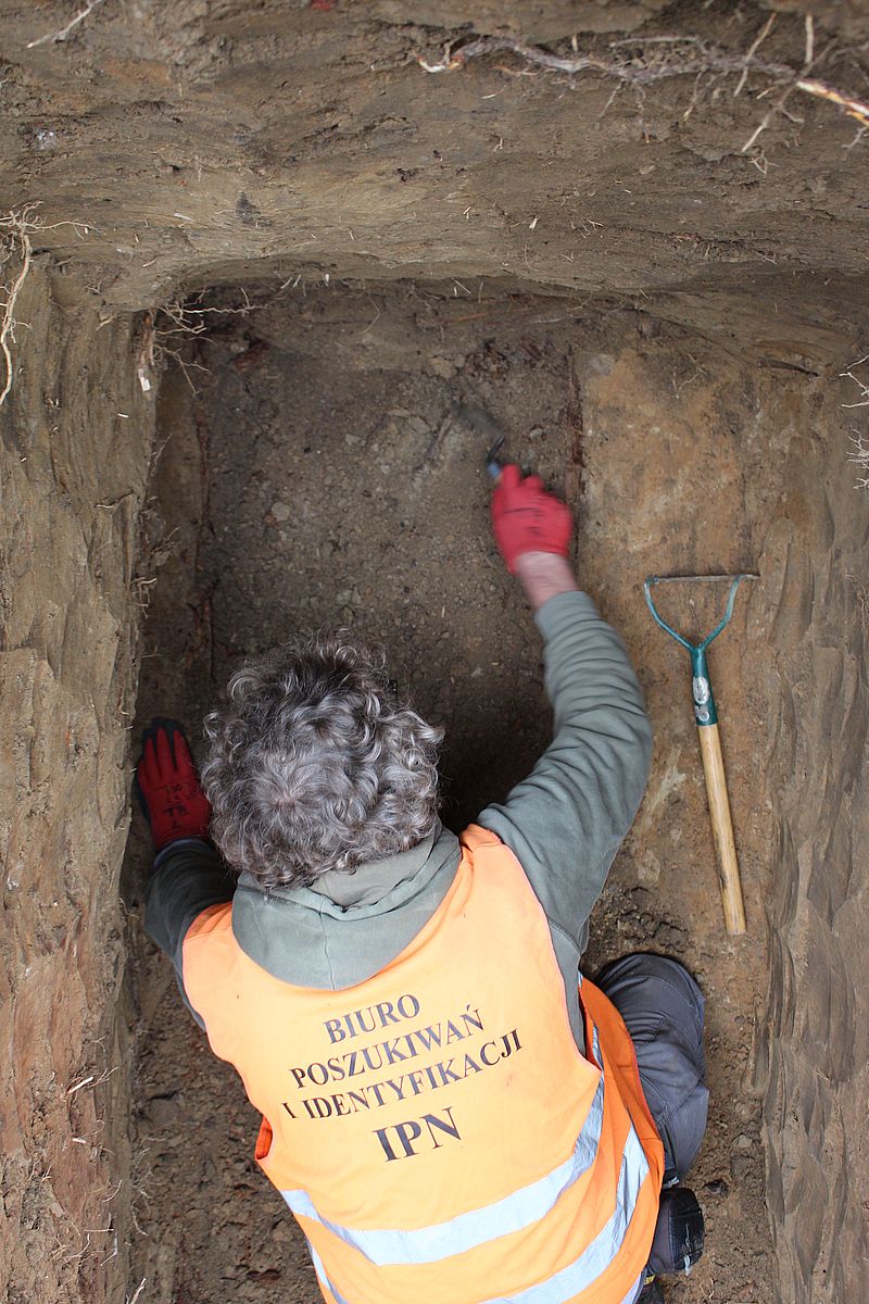 Prace poszukiwawcze na cmentarzu Rakowickim w Krakowie, październik 2020. Fot. IPN