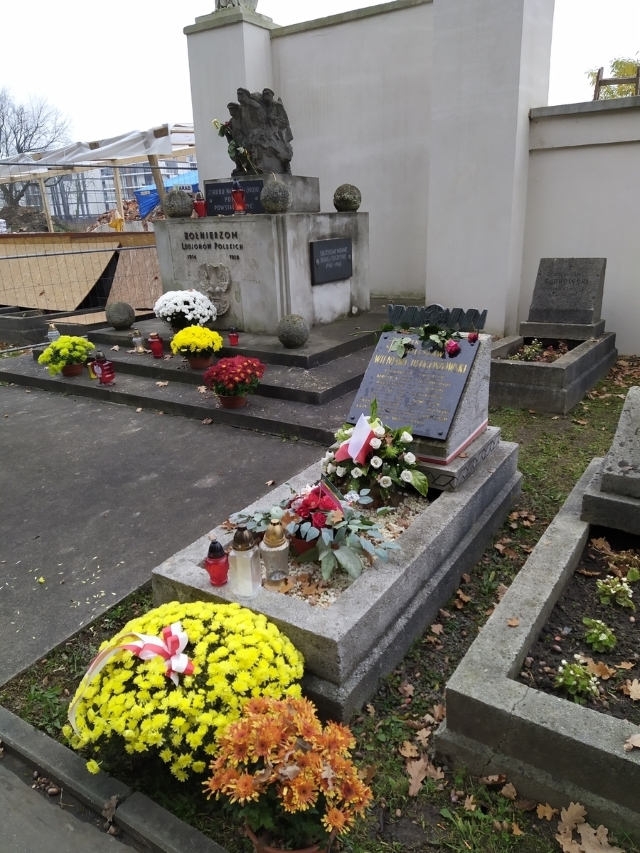 Chryzantemy na grobach bohaterów na cmentarzu Rakowickim. Fot. IPN