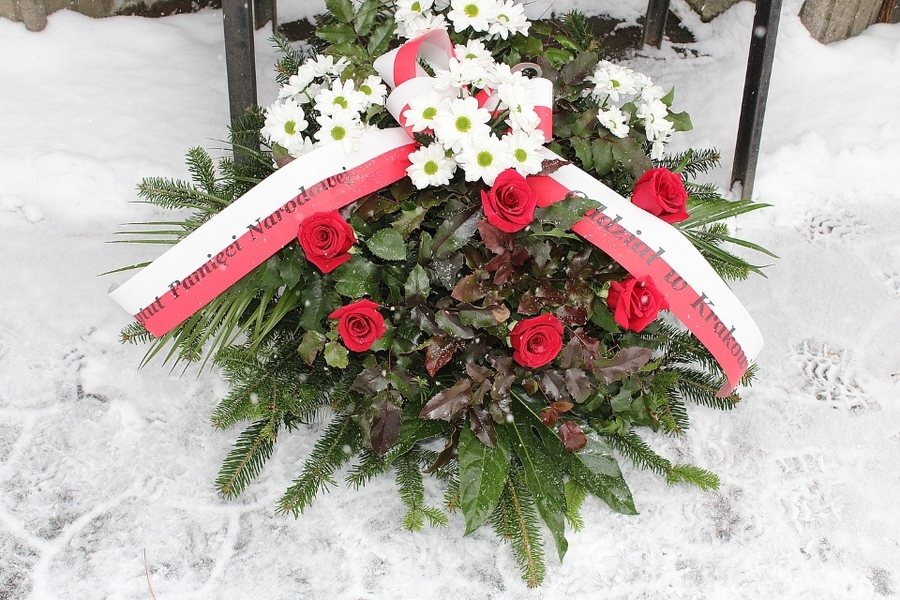 14.01.2021 w Wadowicach uczczono 74. rocznicę śmierci por. Mieczysława Wądolnego „Mściciela”. Fot. Janusz Ślęzak (IPN)