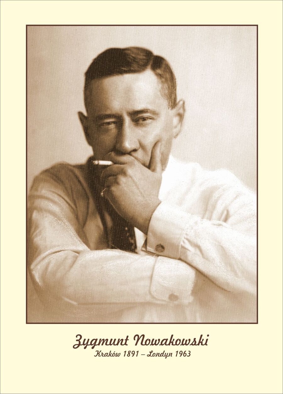 Karta pocztowa, znaczek i datownik na 130. rocznicę urodzin Zygmunta Nowakowskiego