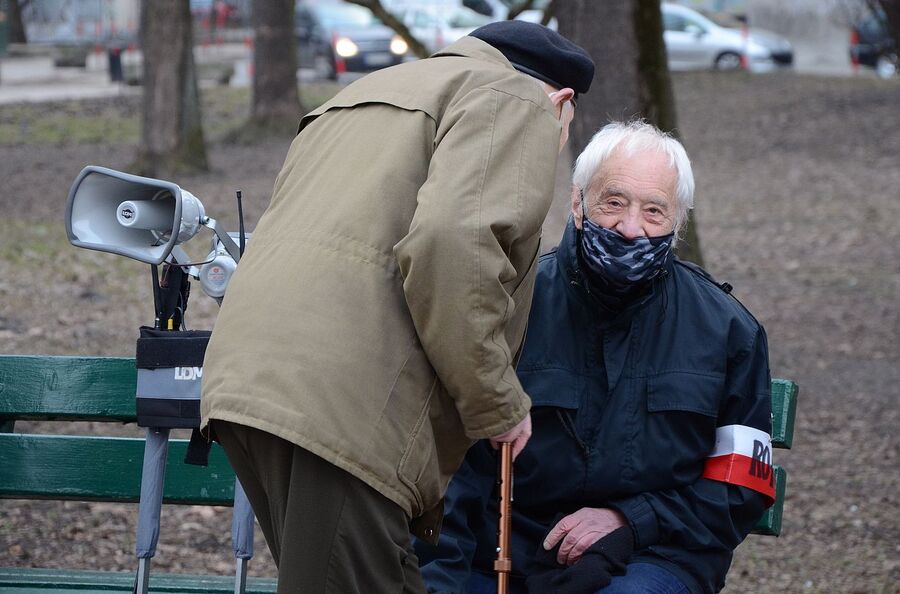 1.03.2021. Uroczystość na pl. Inwalidów w Krakowie przy kamieniu węgielnym pomnika „Tym co stawiali opór komunizmowi w latach 1944-1956”. Fot. Janusz Ślęzak (IPN)