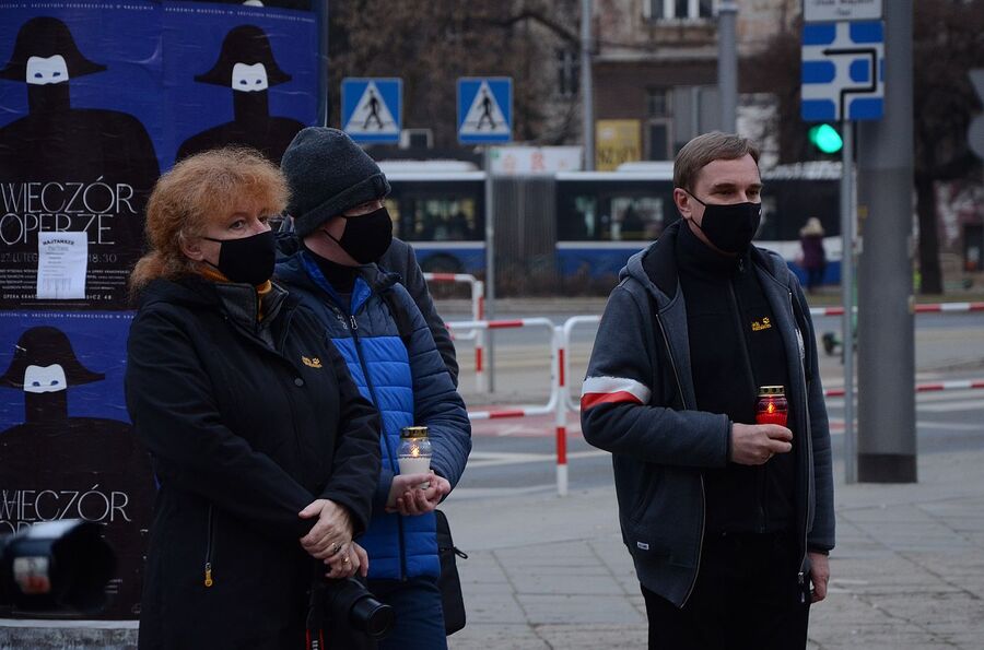 1.03.2021. Uroczystość na pl. Inwalidów w Krakowie przy kamieniu węgielnym pomnika „Tym co stawiali opór komunizmowi w latach 1944-1956”. Fot. Janusz Ślęzak (IPN)