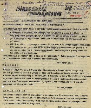 „Wiadomości Nowosądeckie” z 2 kwietnia 1983 r. Fot. Archiwum IPN