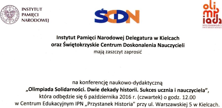 „Olimpiada Solidarności. Dwie dekady historii. Sukces ucznia i nauczyciela”