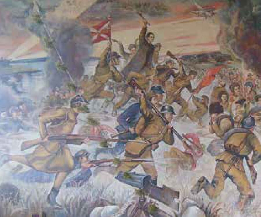 Kościół w Sołach. Fresk przedstawiający zwycięstwo nad bolszewikami w Bitwie Warszawskiej