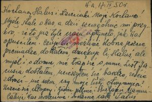 List do rodziny z 17 września 1950 r., nadany z więzienia przy ul. Rakowieckiej w Warszawie