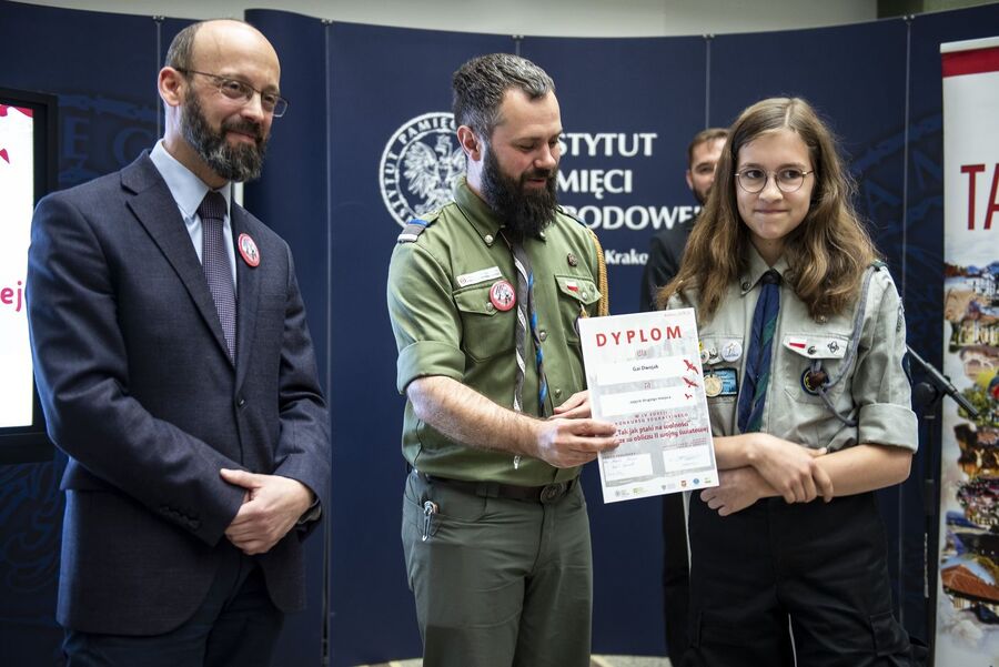 Gala konkursu „Tak jak ptaki na wolności – harcerze w obliczu II wojny światowej”. Fot. Agnieszka Masłowska (IPN)