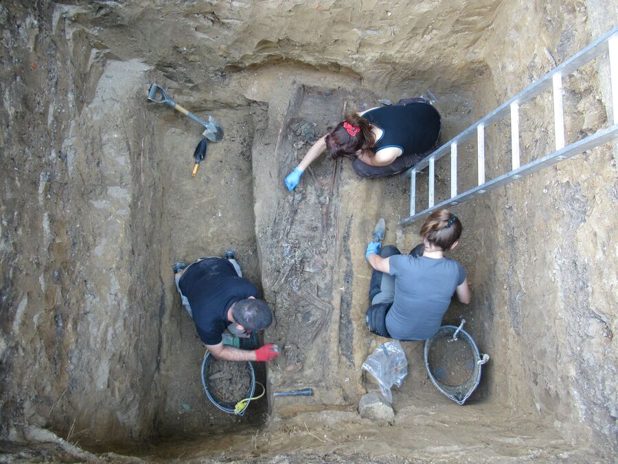 Prace poszukiwawczo-ekshumacyjne na cmentarzu Rakowickim w Krakowie – lipiec 2023. Fot. IPN