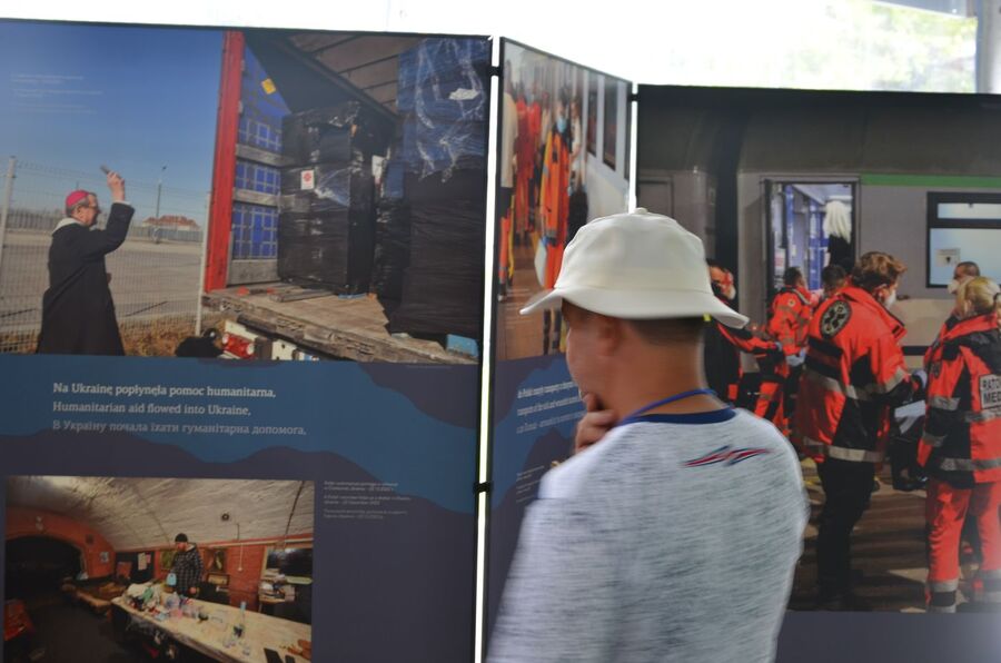 Wystawa IPN „Samarytanie z Markowej” na Światowych Dniach Młodzieży w Lizbonie. Fot. Cezary Pałka (IPN)