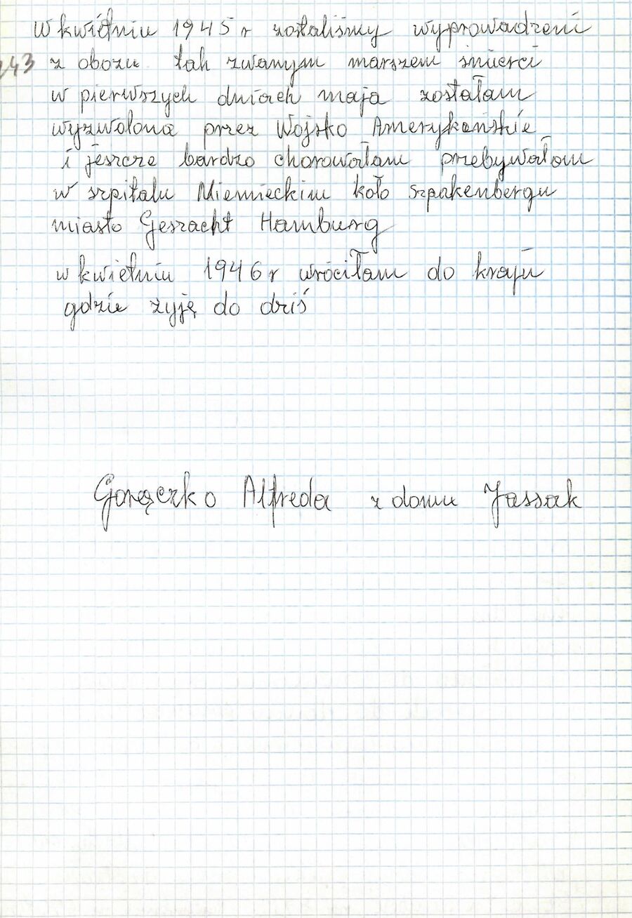 Życiorys spisany przez Alfredę Gorączko. Fot. IPN